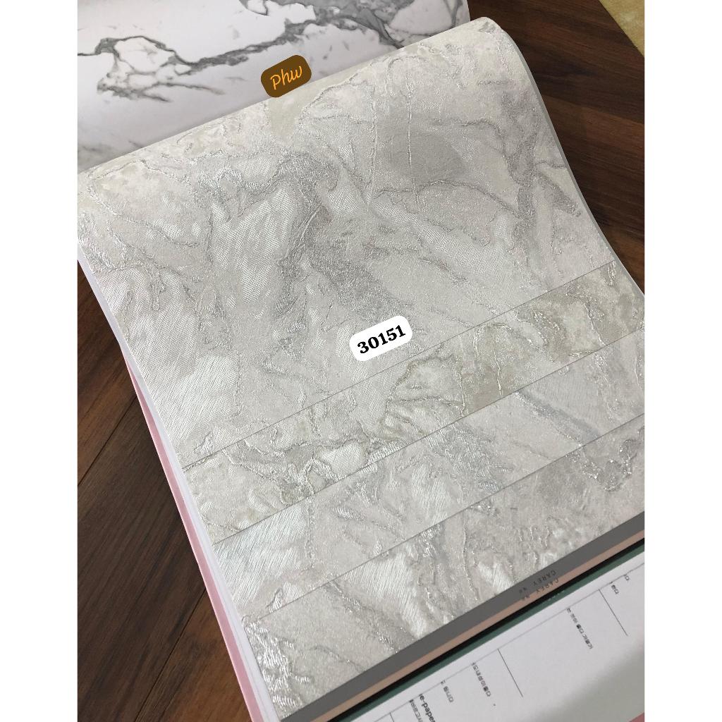 Wallpaper Dinding Marmer Granit Putih Glitter Modern Abstrak Carey