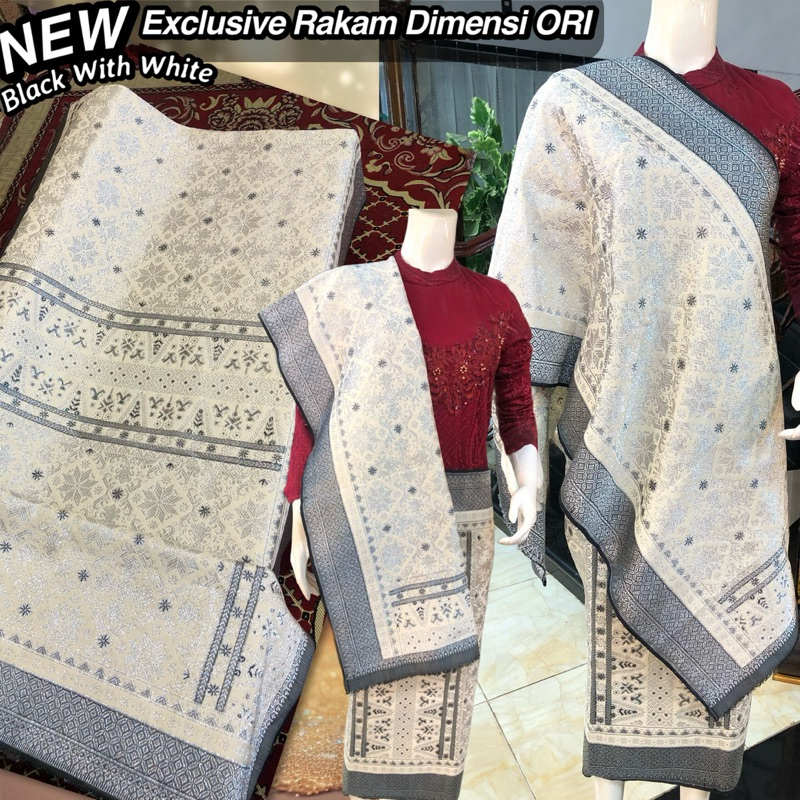 NEW Exclusive Songket Rakam Dimensi Putih  Hitam /songket tenun asli palembang /ilham songket palemb