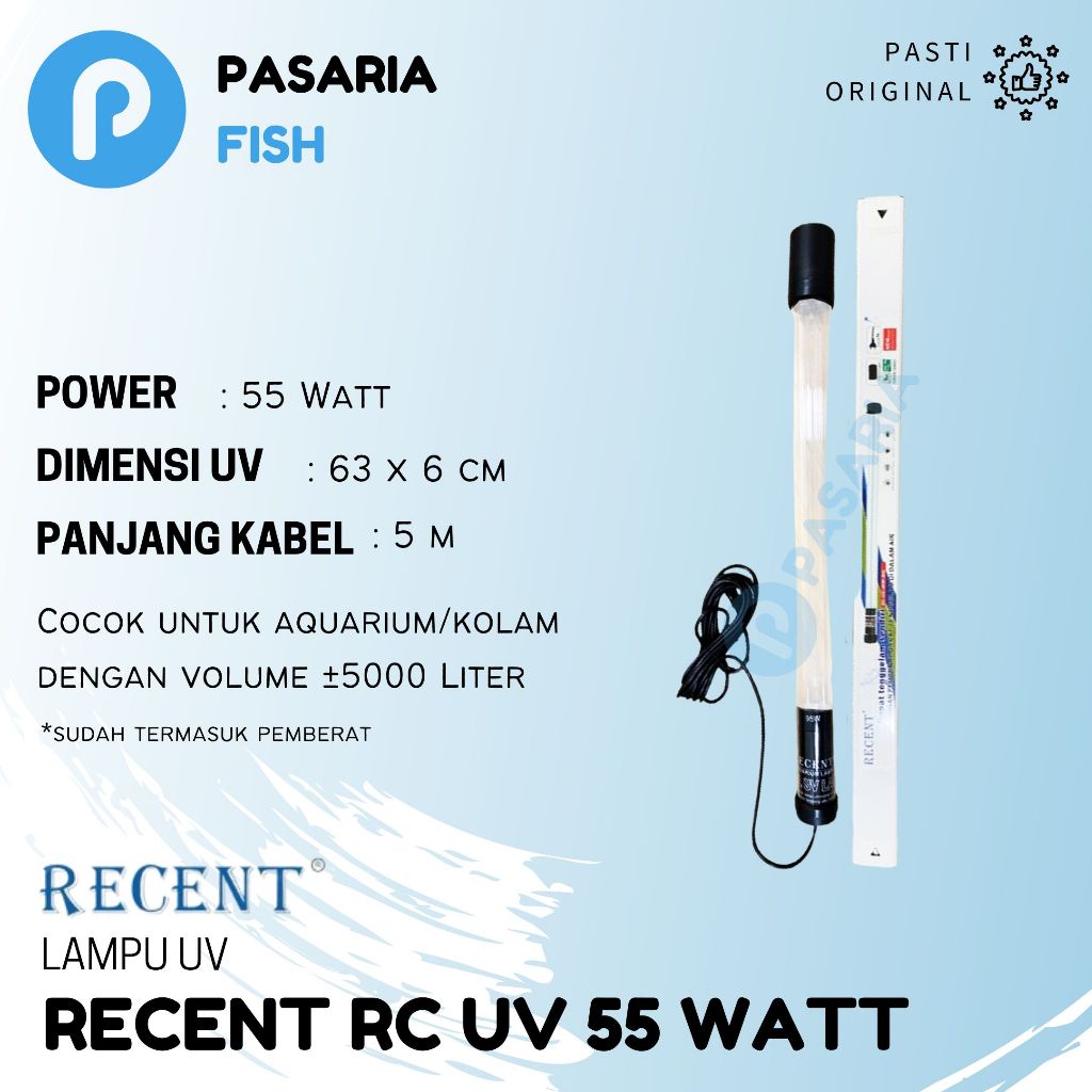 RECENT Lampu UV 55 Watt Kolam Ikan Koi Ultraviolet