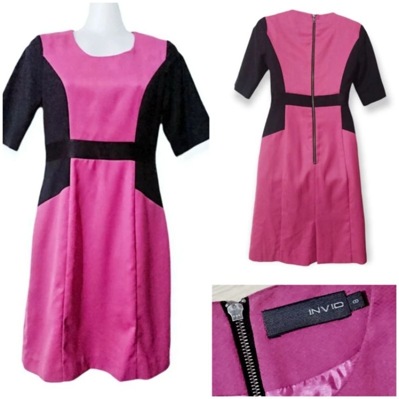 INVIO DRESS PRMIUM PAKAIAN KERJA PINK HITAM BAJU FORMAL PINK FANTA B3