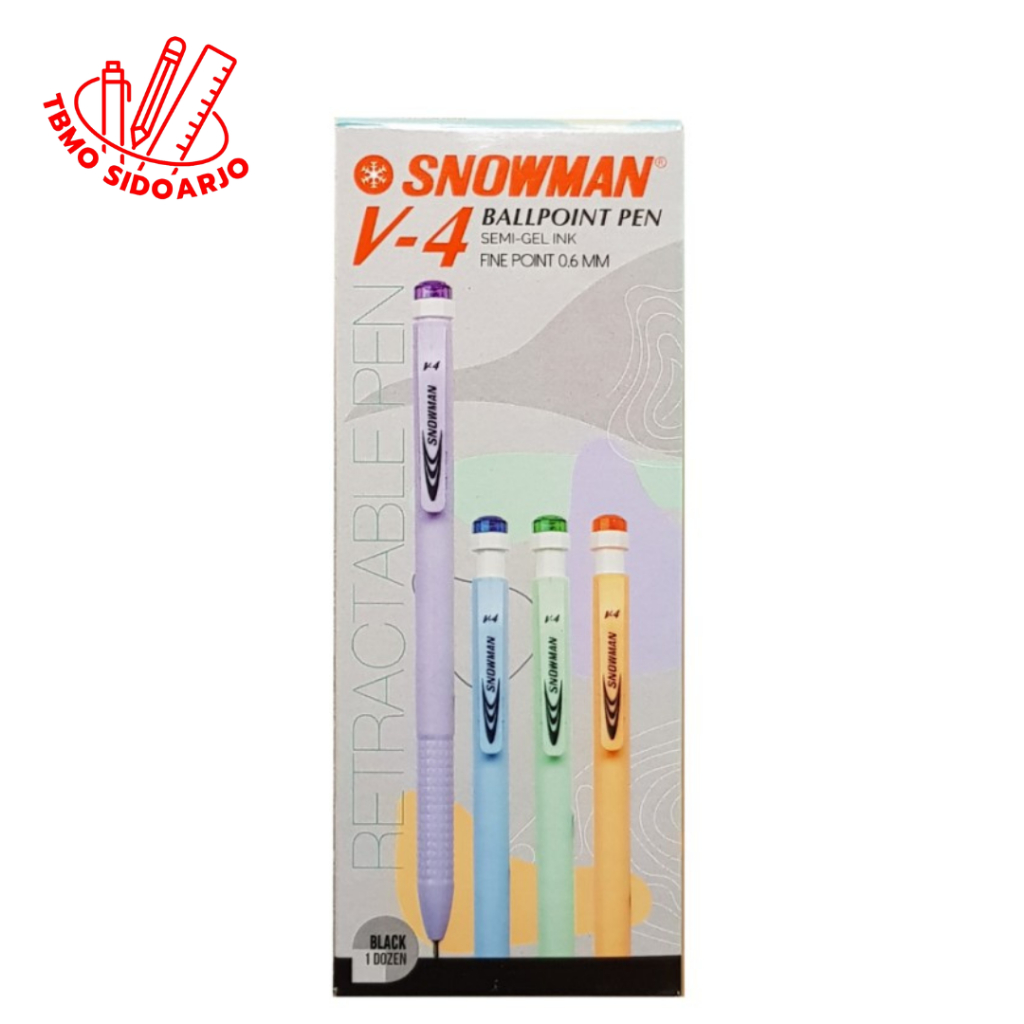 

TBMO Bolpen / Pulpen Snowman V4 Hitam Per Pack Isi 12