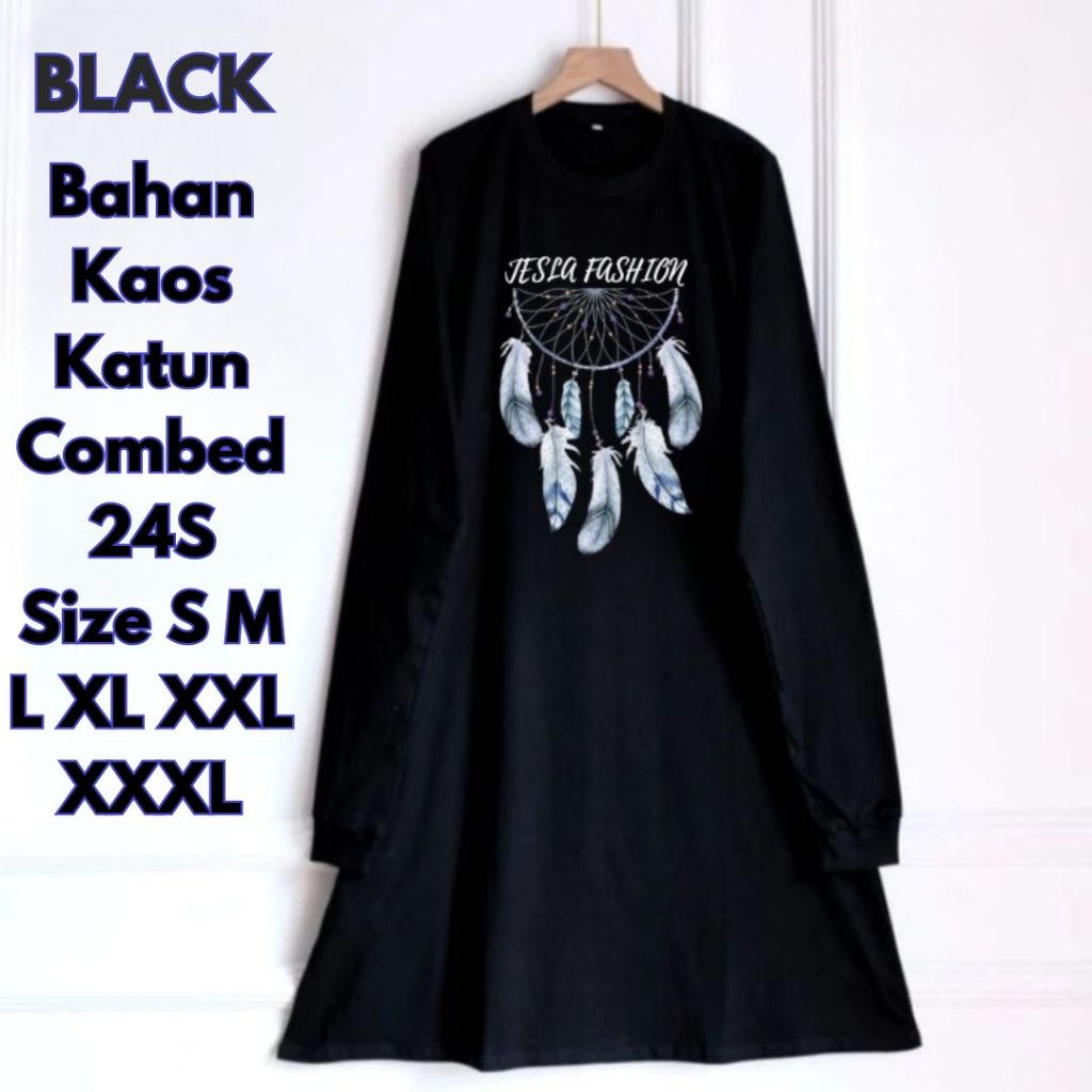 Baju Tunik Kaos Wanita Delova Tunik BO Size S M L XL XXL XXXL Bahan Kaos Katun Combed Aplikasi Sablo