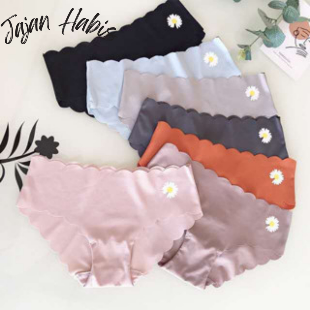 JABIS Celana Dalam Wanita Satin 6870  Motif Bunga Daisy  Wanita Seamless Anti Nyeplak Underwear Push