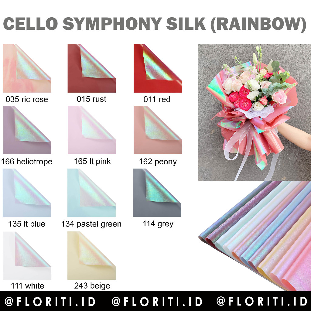 

(5 LEMBAR) Kertas Buket Cellophane Symphony Silk/Flower Wrapping Pelangi