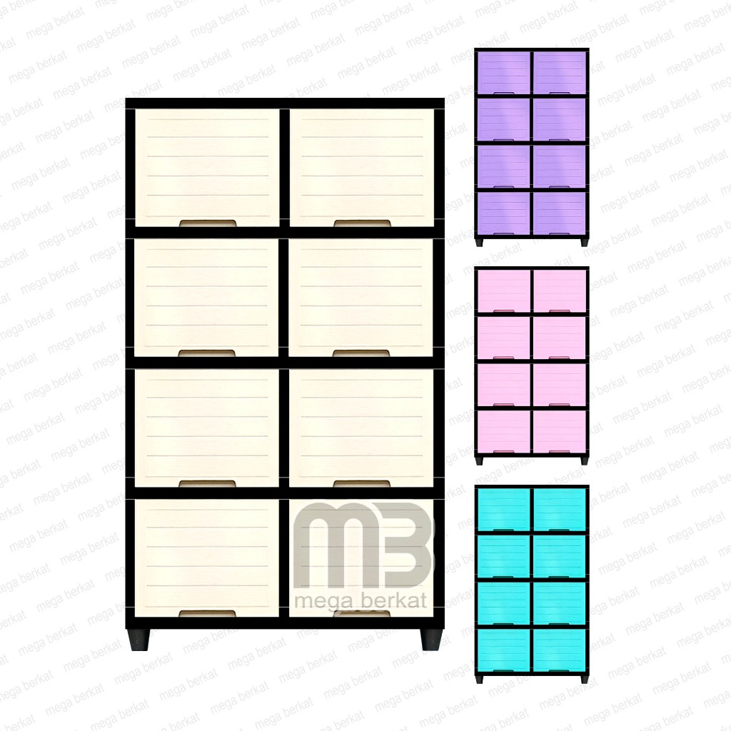 Lemari Plastik 4 Susun tingkat flip mini kabinet baju pakaian excel rak buku sepatu serbaguna GLY