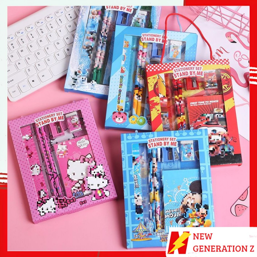 

NGZ Alat Tulis Set 6IN1 Stationery Set Lucu Karakter Set Perlengkapan Alat Tulis Sekolah Anak-Anak TK Murah