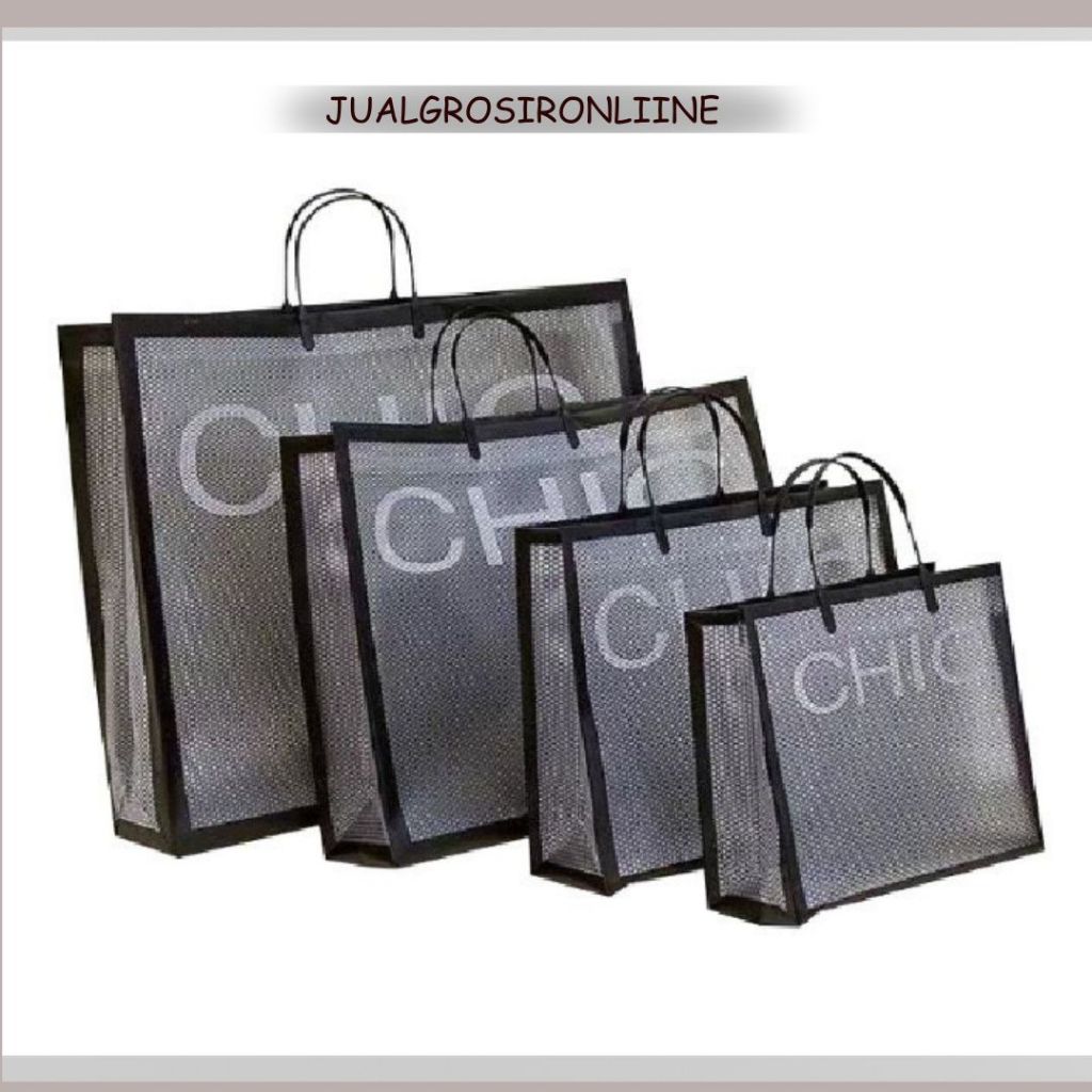 

Paper Bag Mika Hitam Chic Gift Bag Sovenir Transparan Kotak Kado Hadiah