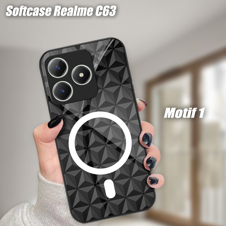 Softcase Glass Kaca Magsafe Realme C63 [SF121] Casing Handphone Realme C63 Silikon Pelindung Hp