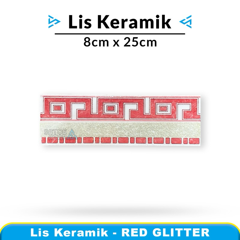 Lis Keramik Dinding Kamar Mandi Dapur Red Glitter 8x25