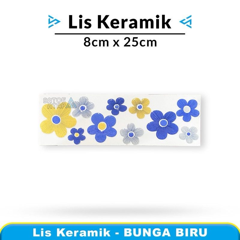 Lis Keramik Dinding Kamar Mandi Dapur Bunga Biru 8x25