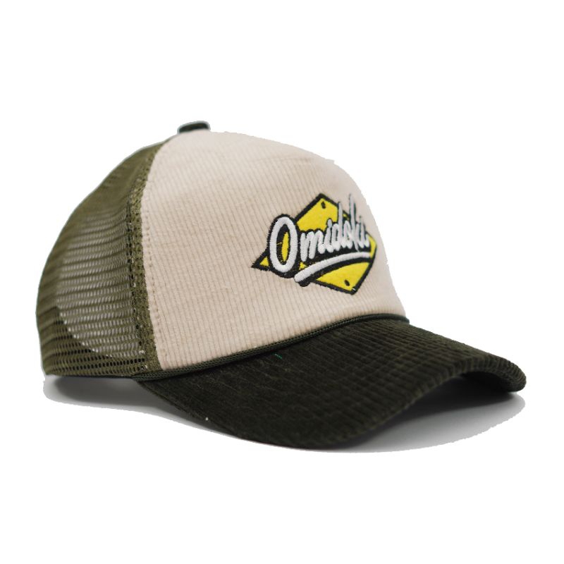 TRUCKER HAT CORDUROY TOPI JARING PRIA DEWASA ORIGINAL ARMY CREAM HITAM