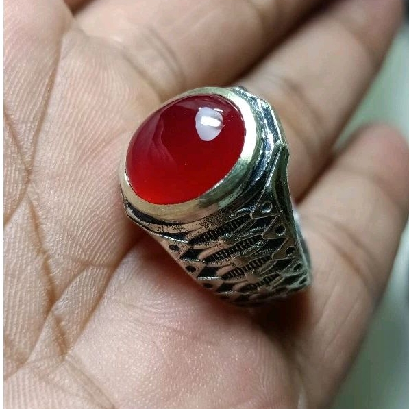 cincin pria/Batu Akik RED BARON super giwang kristal original