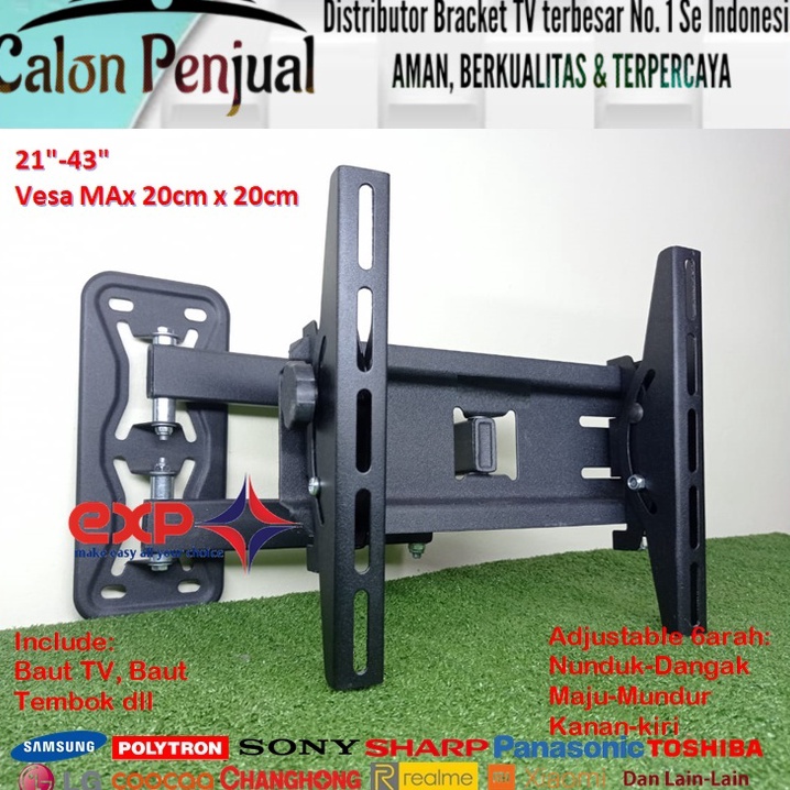 Bracket TV TCL 14 sd 43 inch 6 ARAH FULL BESI SUPER KOKOH GARANSI 1 ORI