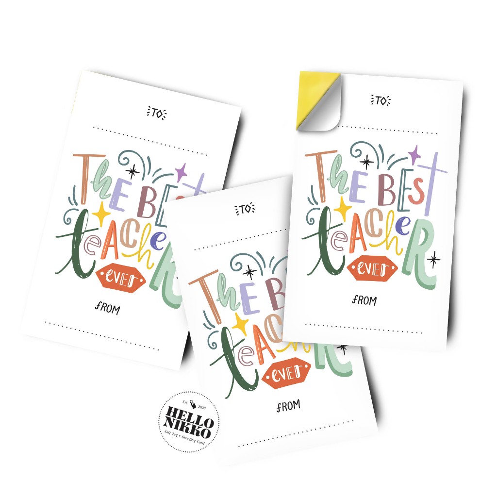 

Best Teacher Sticker - Hang tag kartu ucapan kado sticker hampers parcel box dus ultah natal christmas cny ramadan lebaran