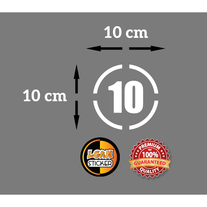 

Stiker Angka Model Bulat Strip Bahan Revlektive Ukuran Diameter 10 cm