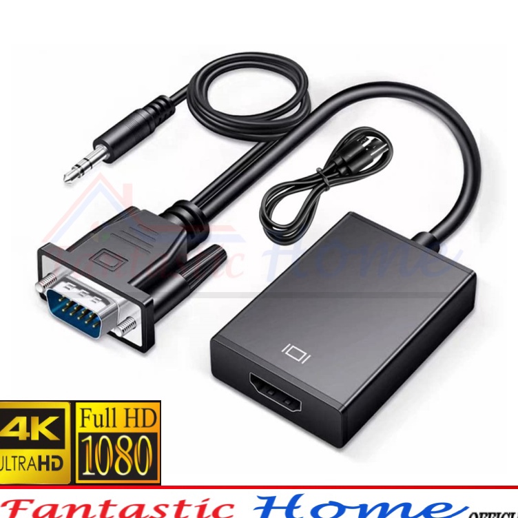 Adapter VGA Input TO HDMI Output With Audio Input HD18P Untuk PC Laptop Projector HDTV