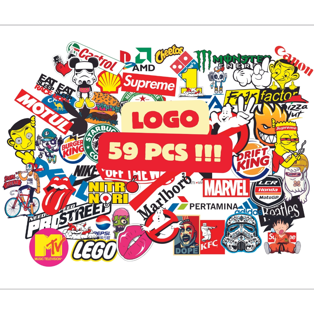 

Stiker logo 59 Pcs stiker helem, stiker laptop, stiker helem, stiker handphone