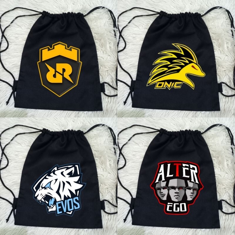 Tas Serut Logo Team Esport 100% Baby Kanvas Tebal / Tas Sekolah Sports Games / String Bag Esport Clu