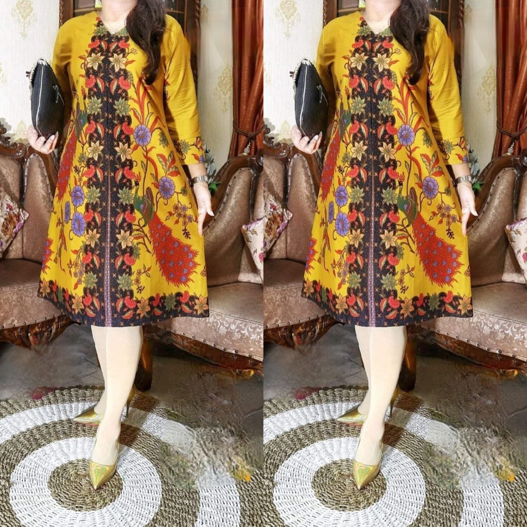 DRESS BATIK ELEGAN TUNIK BATIK OUTFIT KEKINIAN ATASAN WANITA MODERN