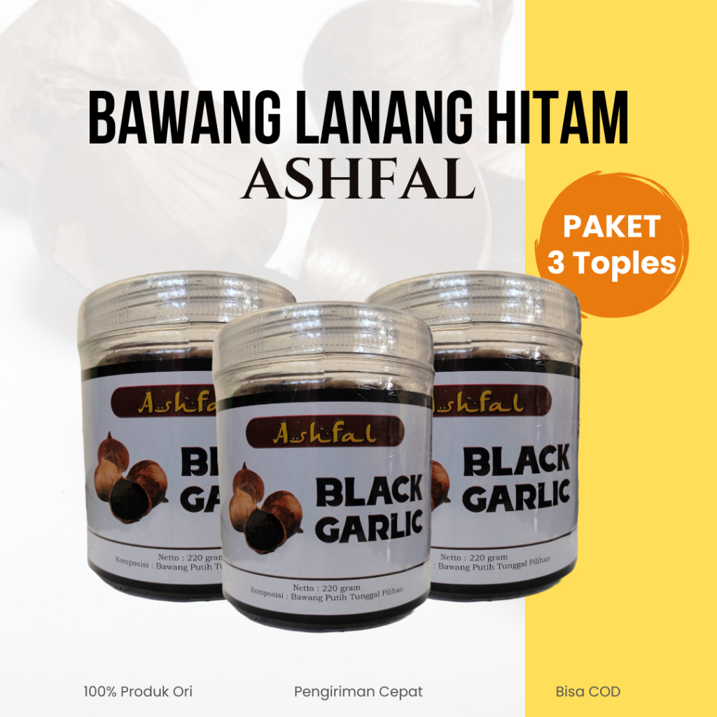 

BLACK GARLIC ASHFAL Paket 3 Toples - Bawang Putih Tunggal Lanang Hitam Turunkan Darah Tinggi