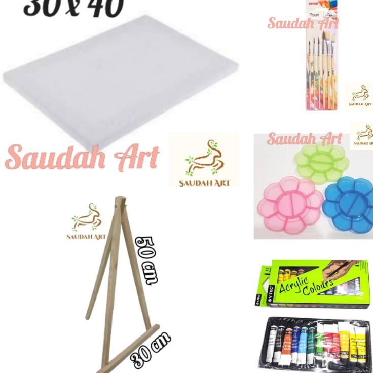 

Grosir Paket Lukis Lengkap kanvas 3x4kuaspaletcat akrilikeasel 3x5