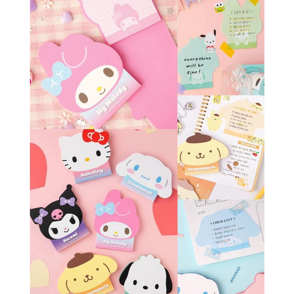 

sticky note memo notes sobek lucu bentuk melody kuromi pompurin cinnamoroll