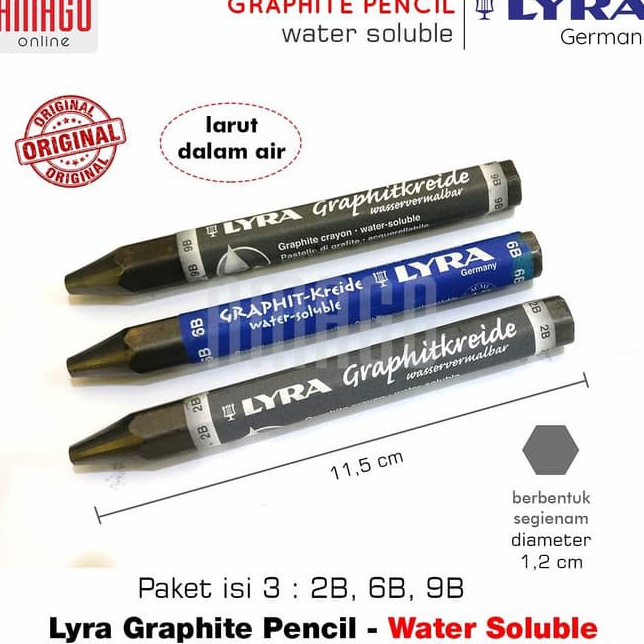 

LYRA Watercolour Graphite Pastels Water Soluble Larut di Air Paket isi 3 2B6B9B L5631X