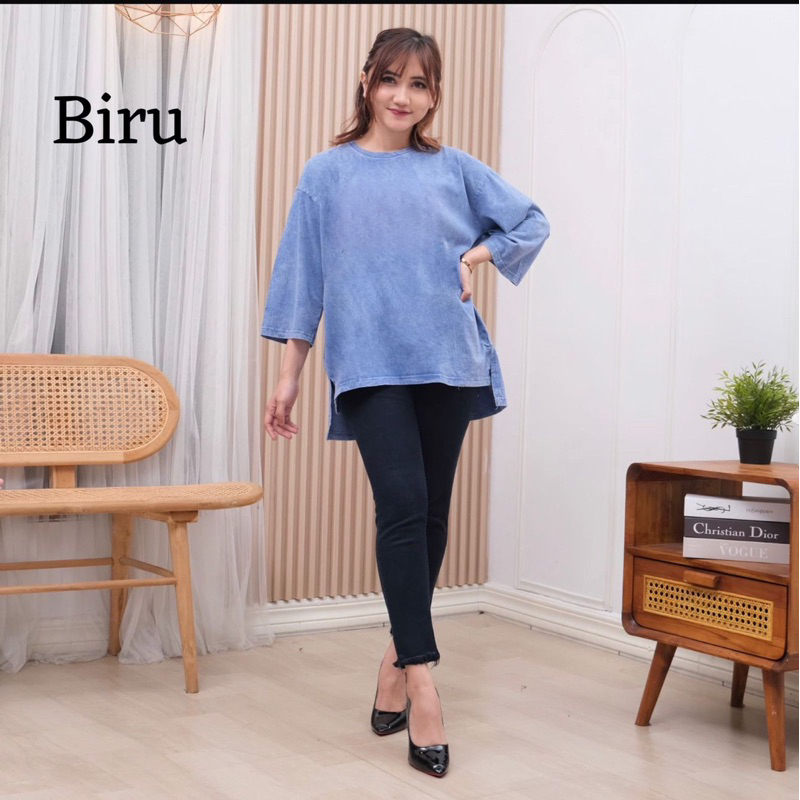 Atasan Kaos Polos Wanita Oversize Wash katun 20s premium