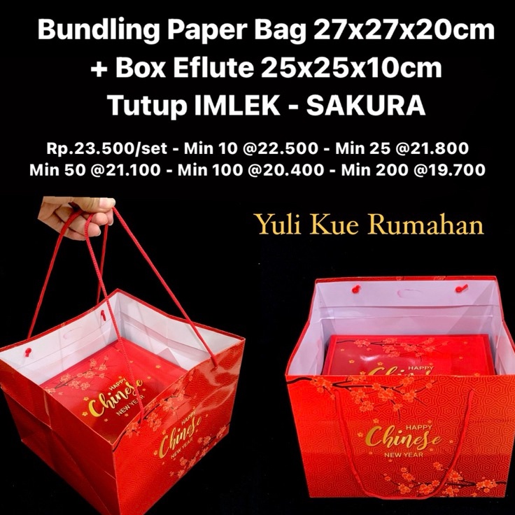 

Premium Bundling Paper Bag 27x27x2cm Box Ete 25x25x1cm Tutup Motif IMLEK
