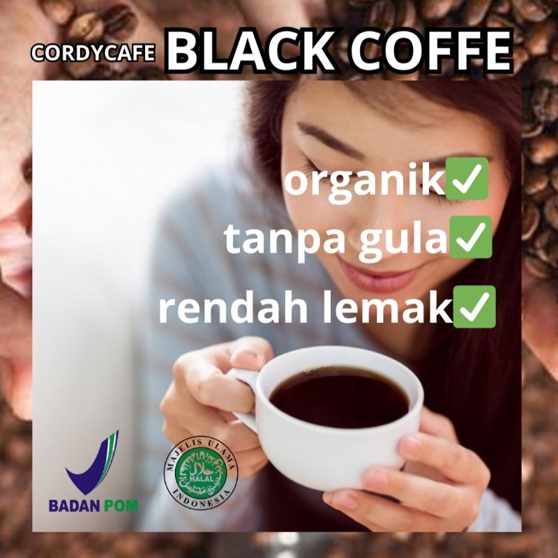 

kopi hitam cordycafe, kopi rendah lemak, kopi diet, kopi instan seduh, kopi bubuk instan