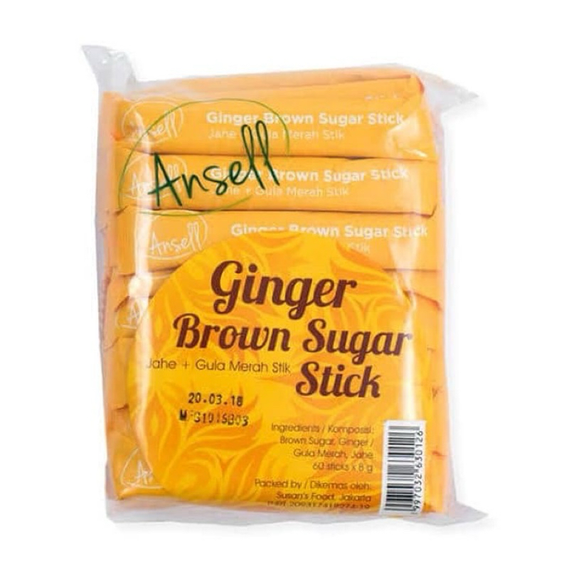 

Ansell Ginger Brown Sugar Stick / Jahe Gula Merah Bubuk Stik / Gula Nira Kelapa Jahe 60's