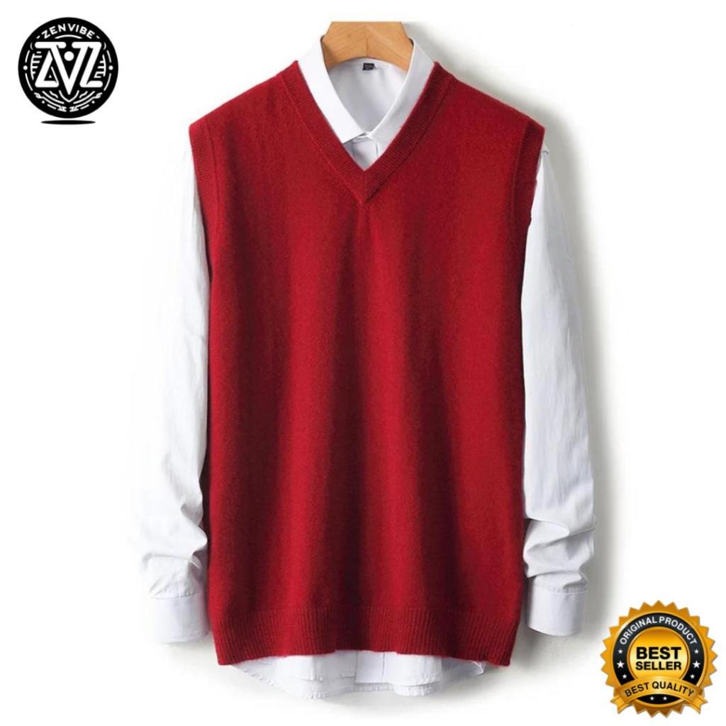 Vest Liam Zenvibe ID Rompi Pria Rajut Korea V neck Polos Knit Vest  Rajut Rompi Seragam Sekolah - ka