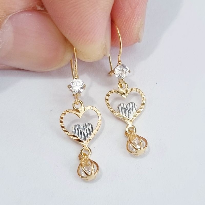 16K / 1.2 gr / 3 cm - Anting Kawat Hati Emas Tua Asli Kadar 70% 700 - R2