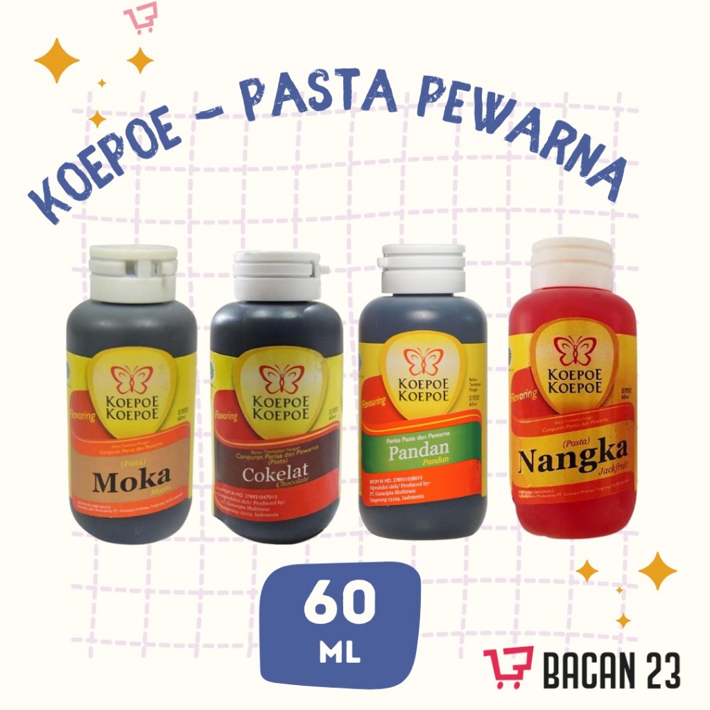 

Koepoe Pasta Pewarna (60ml) ( Pandan - Nangka - Moka - Cokelat ) Pewarna Makanan