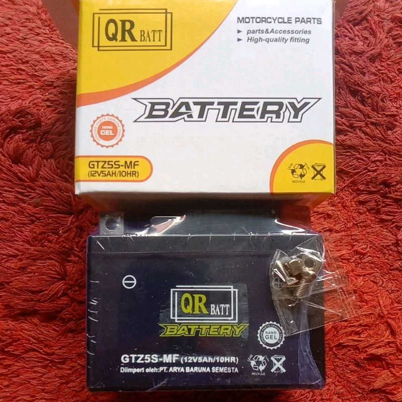 accu gtz5 12V5ah 10hr Merk QR BATT batrery full kering