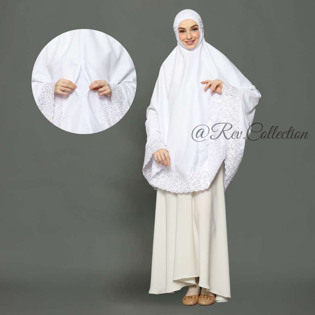 Bergo Jumbo Syari Haji Umroh - Putih Polos Dengan Kantong Depan