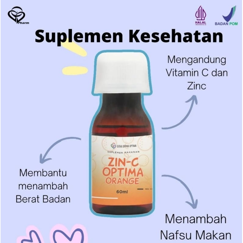 Zin-C Optima Strawberry/Jeruk - Vitamin C ZINC - Meningkatkan Daya Tahan Tubuh