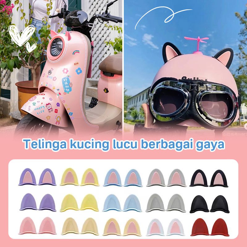 POPOCOLA✨Hiasan telinga kucing mobil listrik helm Aksesoris Telinga Kucing Lucu Untuk Dekorasi Helm 