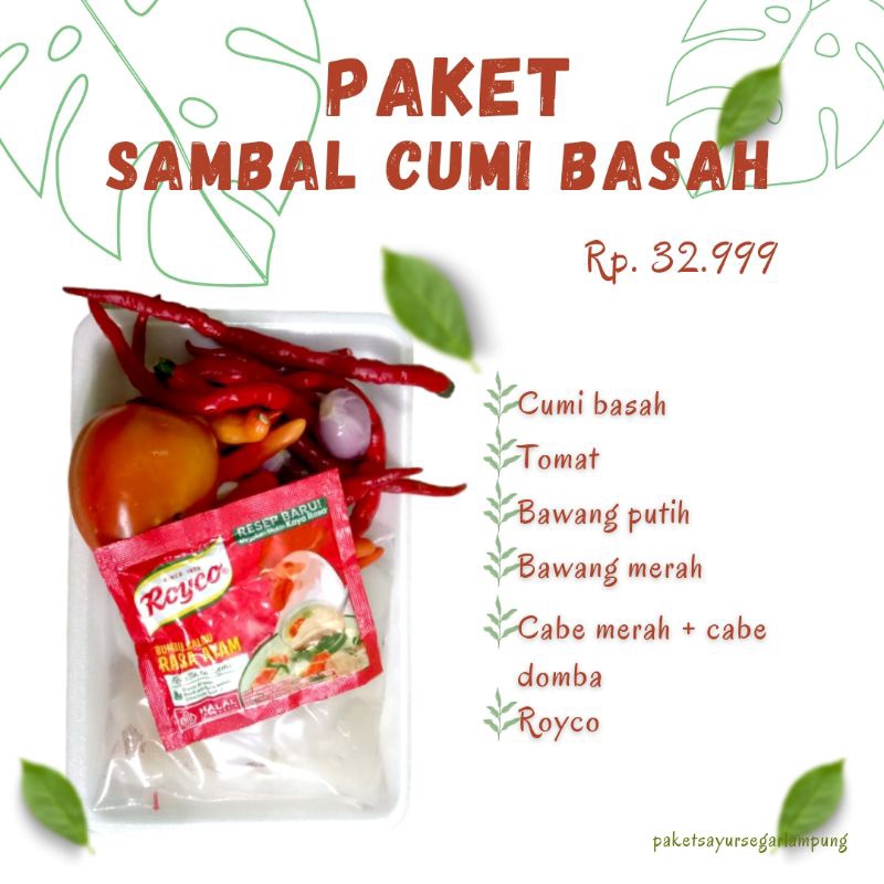 

(paket sayur) sambal cumi basah