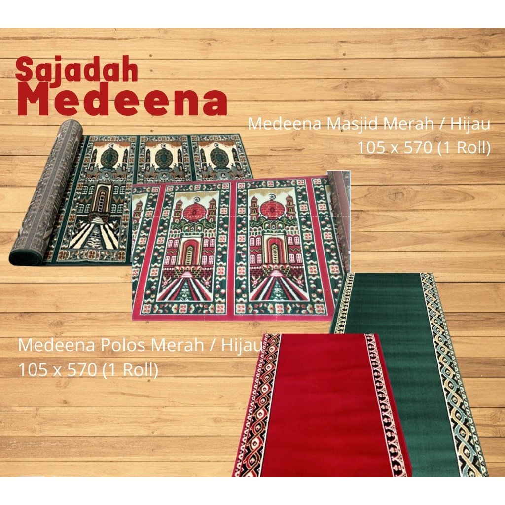 Karpet Sajadah Roll Medeena Ambal Ukuran (5,7meter) 105 X 570 CM sajadah Masjid Roll