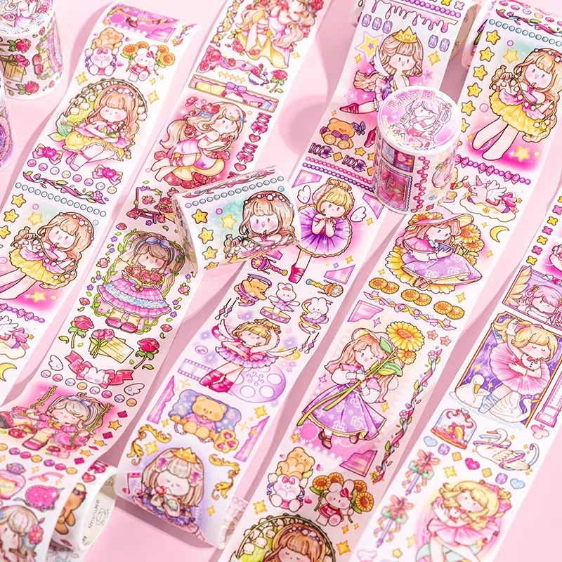 

1roll panjang 1.5meter Stiker Washitape Sticker Roll tape Qiqi Garden Ballet