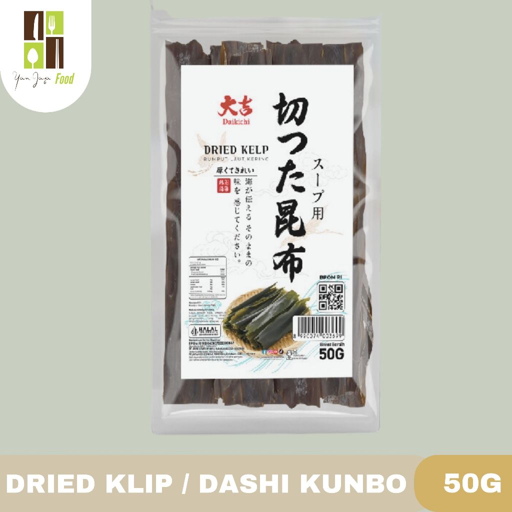 

Daikichi Dried Klip / Dashi Konbu / Rumput Laut Soup / Kombu / Dashima Potong / Java 50G