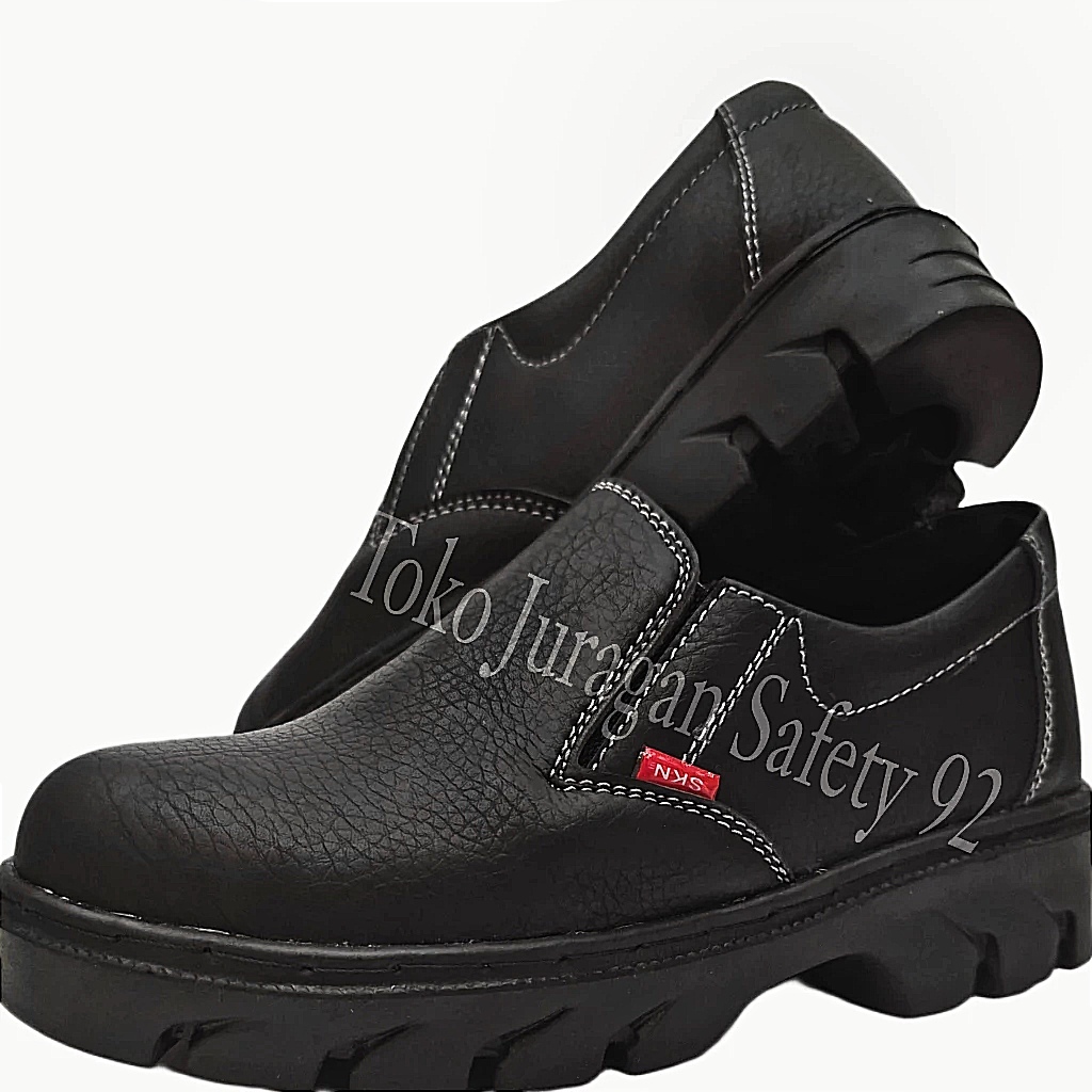 Sepatu Safety Proyek Work Shoes Ujung Besi Fantofel Slop Tanpa Tali King Skn Pria Wanita