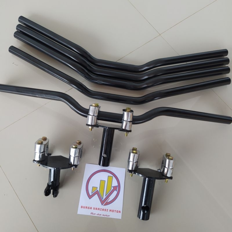 STANG STIR ROADRACE DRAG RZR RXZ LENGKAP BESERTA DUDUKAN ADAPTOR STANG HONDA YAMAHA UNTUK MOTOR BEBE