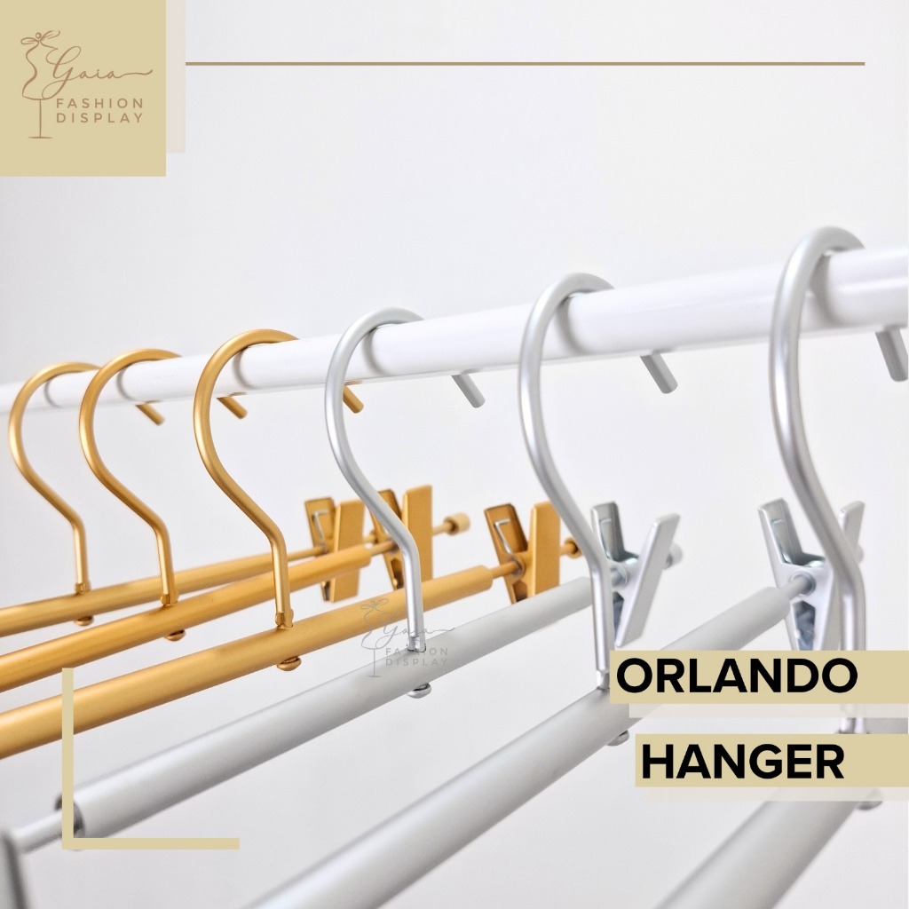 Hanger Besi Jepit Besi ORLANDO Silver Gold Alumunium Gantungan Jepit Celana Rok Jeans Gantungan Keru