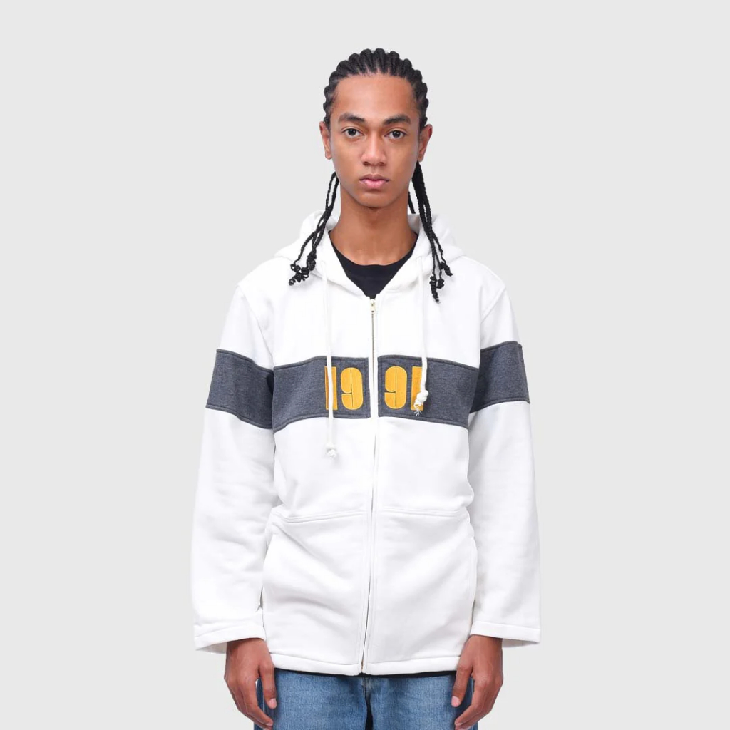 HZ043 OFF WHITE 1991 LINE ZIPPER HOODIE