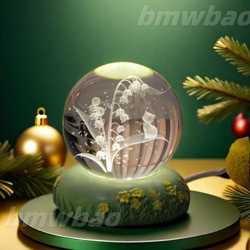 Lampu malam bola kristal mawar Lampu malam bola kristal kreatif