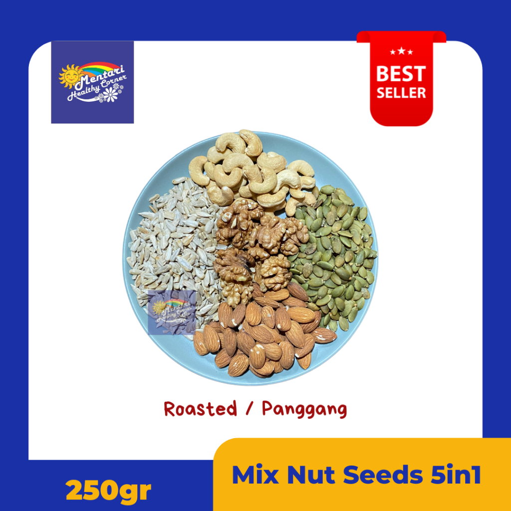 

Roasted Mix Nut Seed 5in1 - 250gr / Panggang Kacang dan Biji 5in1 - 250gram