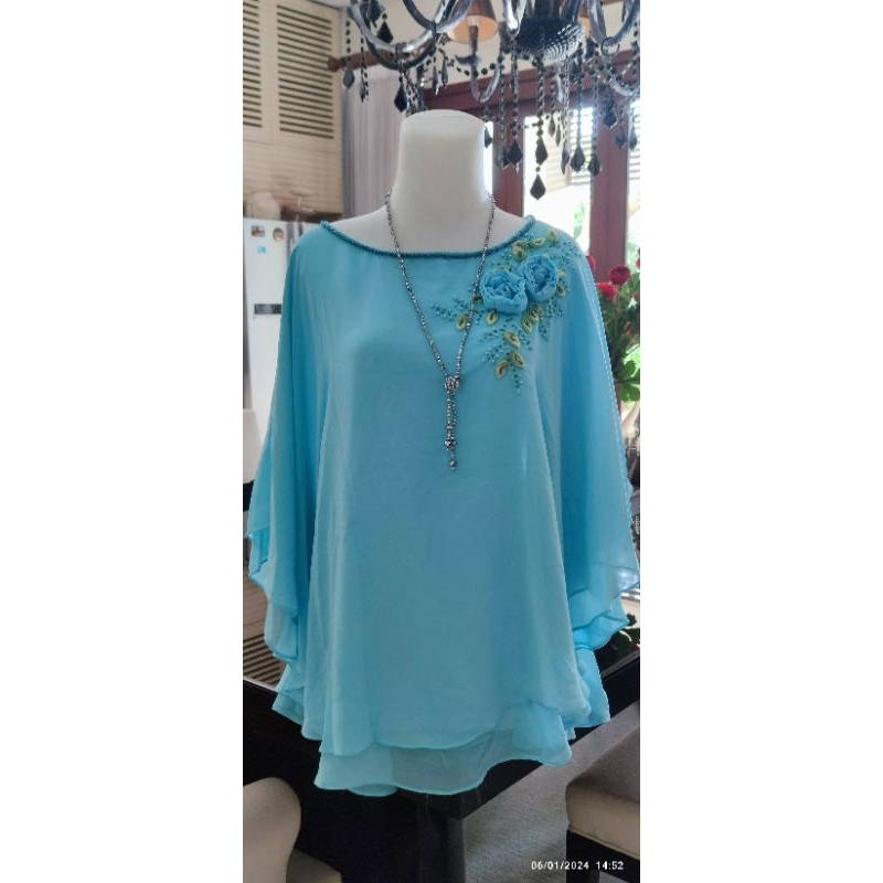 blouse sifon motif payet model kelelawar