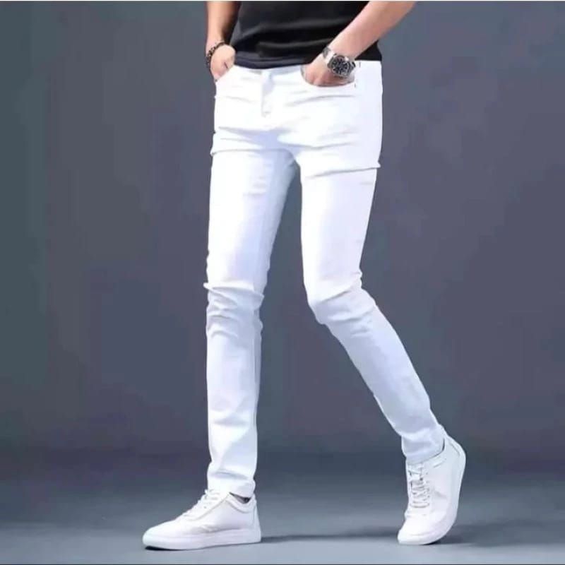 CELANA PANJANG JEANS PRIA PUTIH POLOS / SKINNY SLIMFIT PUTIH POLOS